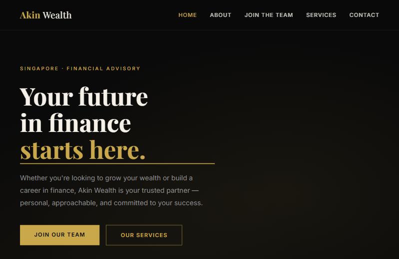 Akin Wealth homepage