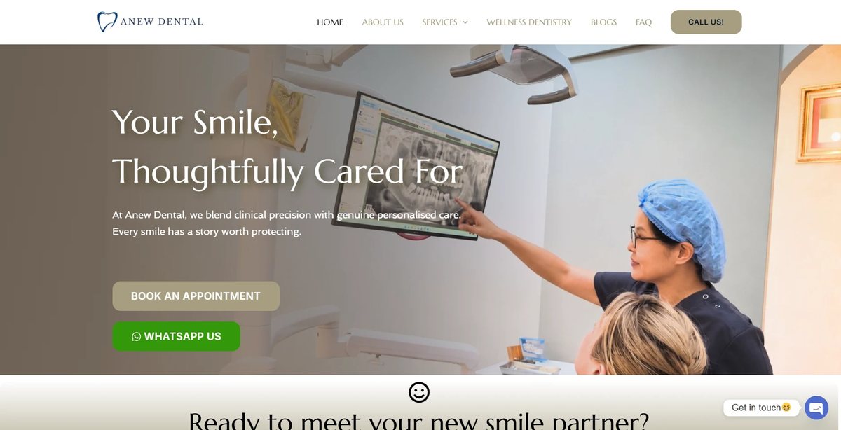 The Anew Dental website, designed by Slate