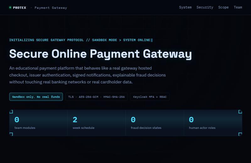 Protex Payment Gateway homepage