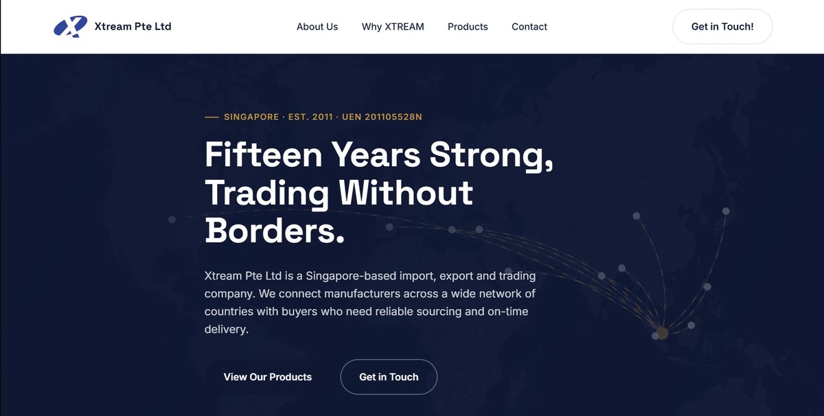 Xtream Pte Ltd homepage